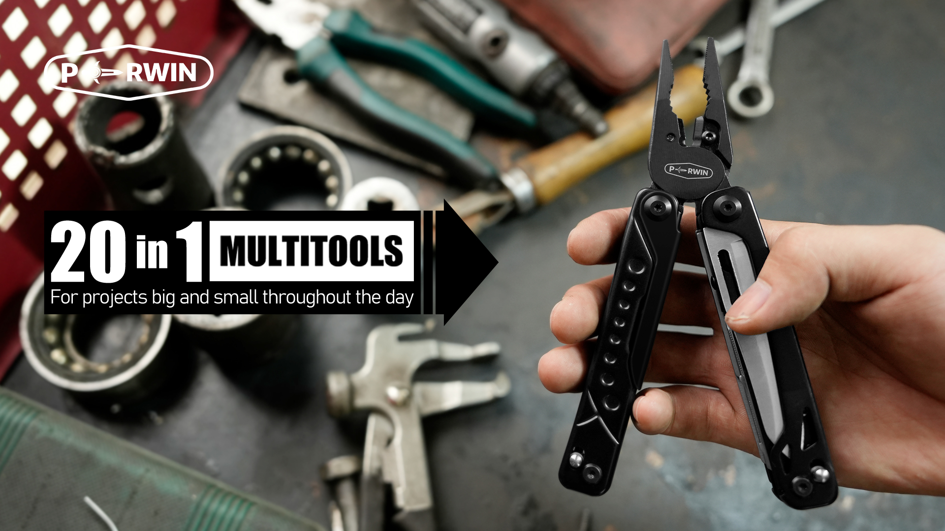 PERWIN Multitool, 20-in-1 Stainless Steel Multi Tools Pliers with